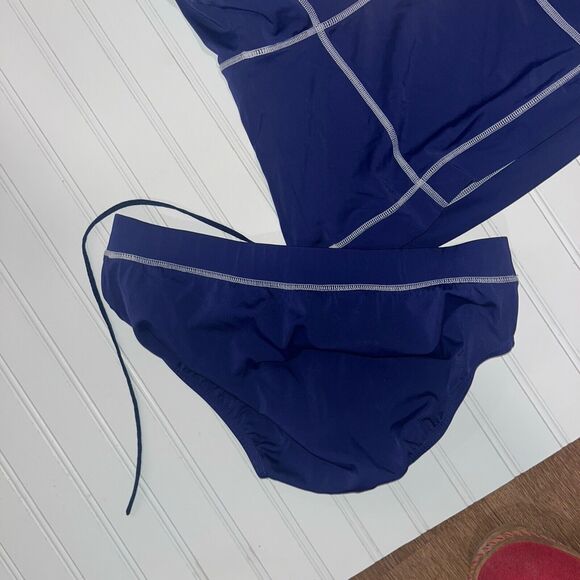 Lands End Women’s Tankini Set 8 Navy Blue Cross Back Modest Preppy Athletic - Picture 4 of 13